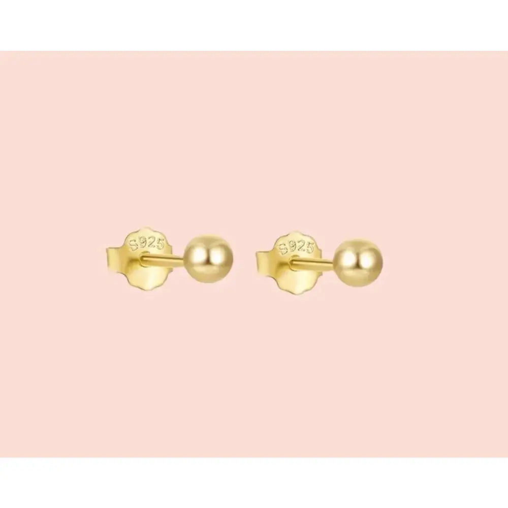 18K Gold Plated Gold Ball round Stud Earrings