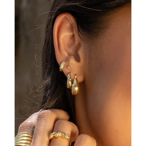 18K Gold Starburst Dome Huggie Earrings - Water Resistant & Hypoallergenic, Designed in LA.