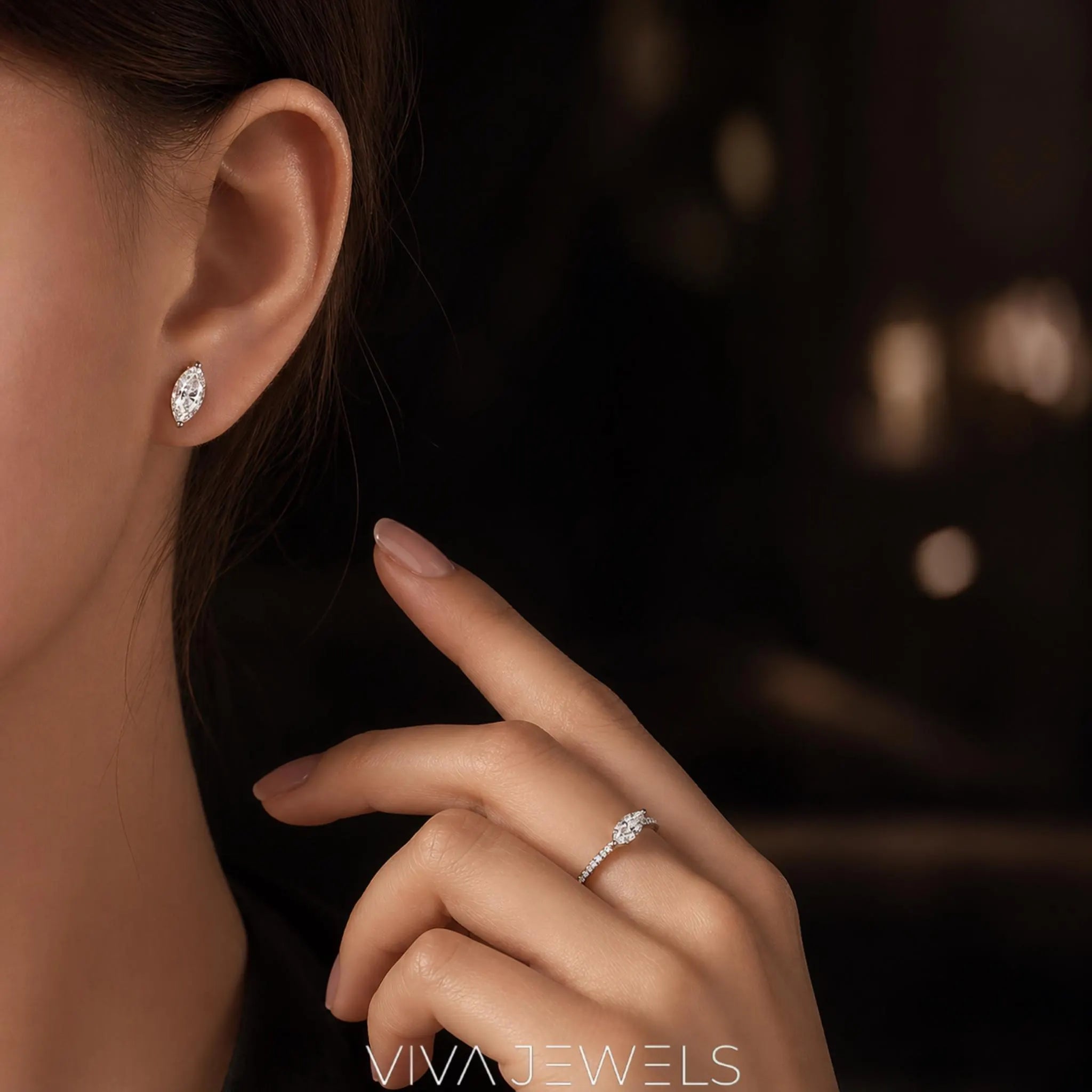 Lab Created Diamond Marquise Cut Earrings (1–2Ct) S925 Sterling Silver White Gold Plated