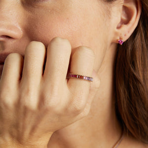 Pink Ombré Baguette Eternity Ring NikNenz™ Premium Gold & Diamonds