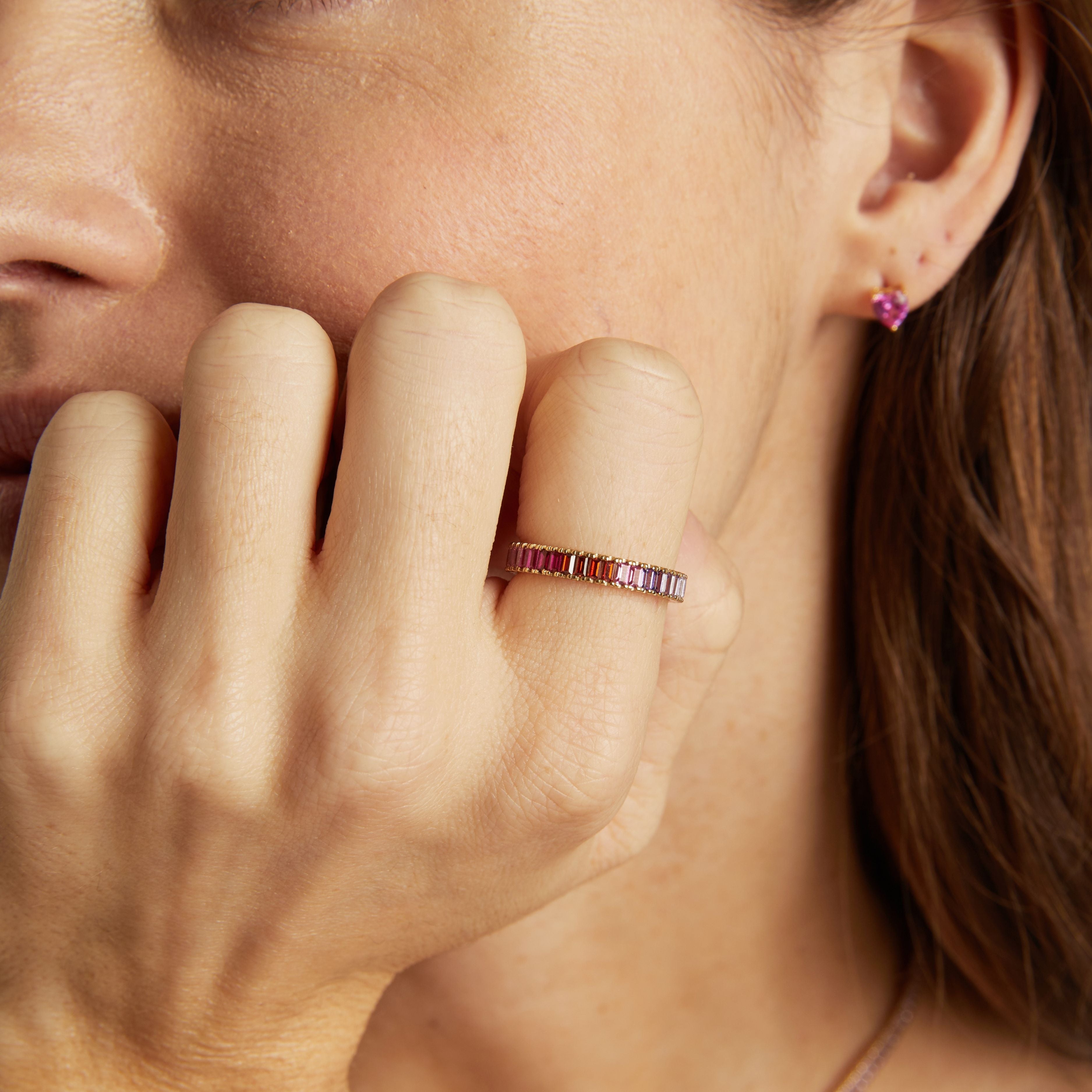 Pink Ombré Baguette Eternity Ring NikNenz™ Premium Gold & Diamonds
