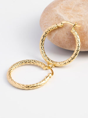 Elevate Your Style with Textured Chunky Gold Hoop Earrings - Perfect Gift in 14K Gold or Sterling Silver.
