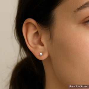 Lustrous 14K Gold Round White Freshwater Pearl Bridal Stud Earrings - Classic Gift for Her in 5mm, 6mm, 6.5mm, & 7mm.