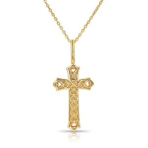 14K Yellow Gold Classic Cross Pendant Necklace - Timeless Elegance for Every Occasion.