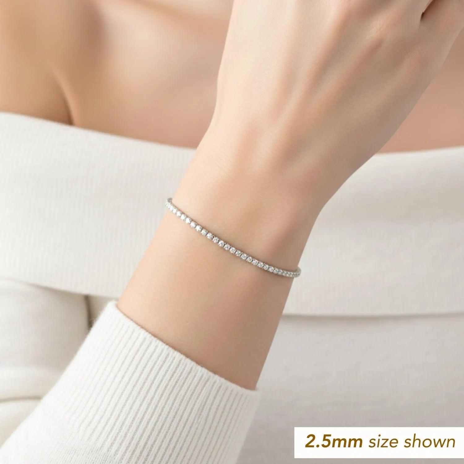 Elegant 14K Gold Sparkling Simulated Diamond Tennis Bracelet - Flexible Bangle Design.
