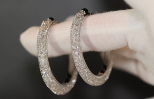 Diamond Hoop Earrings | Hoop Earrings | Womens Big Diamond Earrings | Silver Hoop Earrings with Diamonds | Womens Hoop Earrings | Earrings