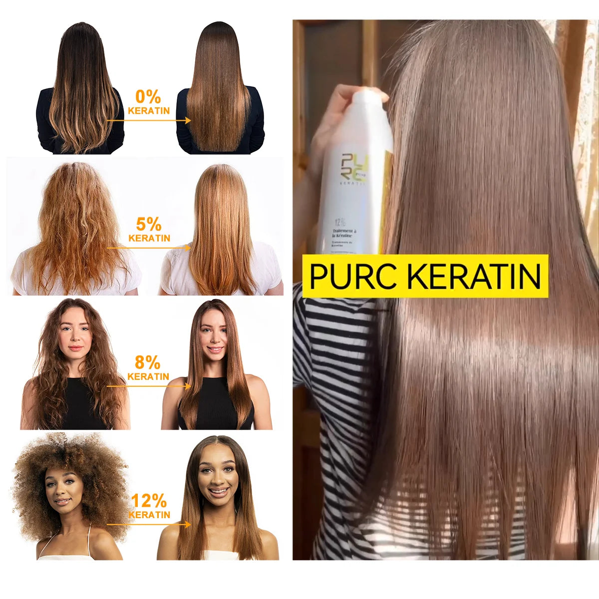 Professional Keratin Hair Treatment Cream Repair Damaged Hair Straightening Smoothing Soft Purifying Shampoo Set Hair Care