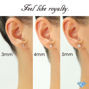 Set of 5! 925 Solid Sterling Silver Basket Set round CZ Stud Earrings, Pushback Sleeper Studs, Simulated Diamond, Unisex, by TILO Jewelry