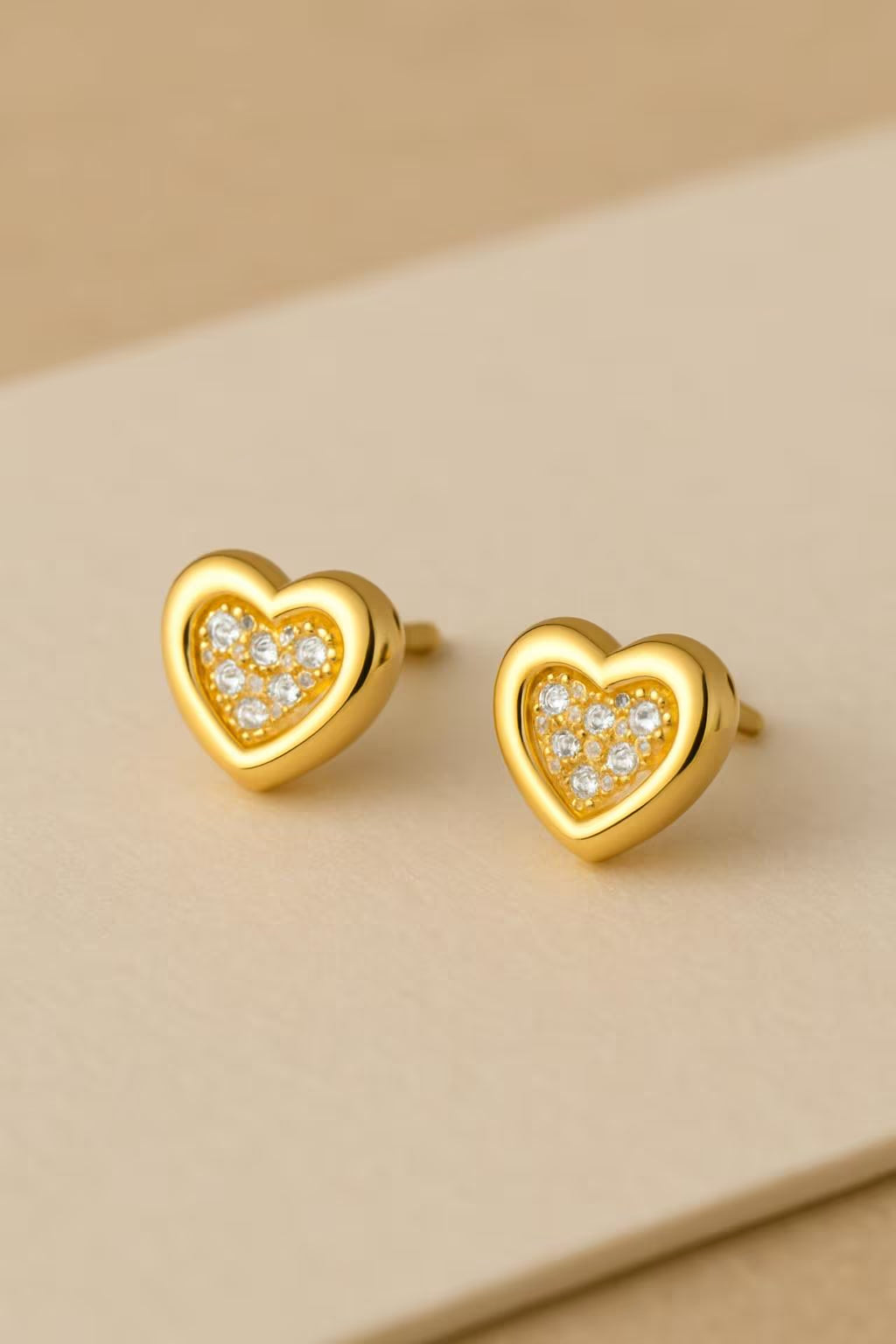 9Ct Gold Stud Earrings Heart Design 8 Mm Pair in Luxury Gift Box