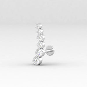 Diamond Earring, Diamond Graduation Piercing, Diamond Ear Climber, Diamond Ear Crawler, Wrap Crawler, Curved Earring, Gift for Her