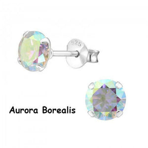 Sterling Silver Aurora Borealis Stud Earrings, Cubic Zirconia
