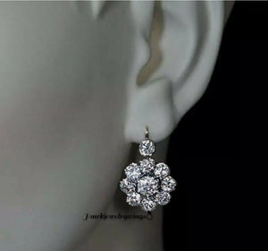 2.50CT round Cut VVS 1 D Diamond Vintage Style Cluster Drop and Dangle Women'S Lever Back Earrings 14K Two-Tone Gold Finish Anniversary Gift