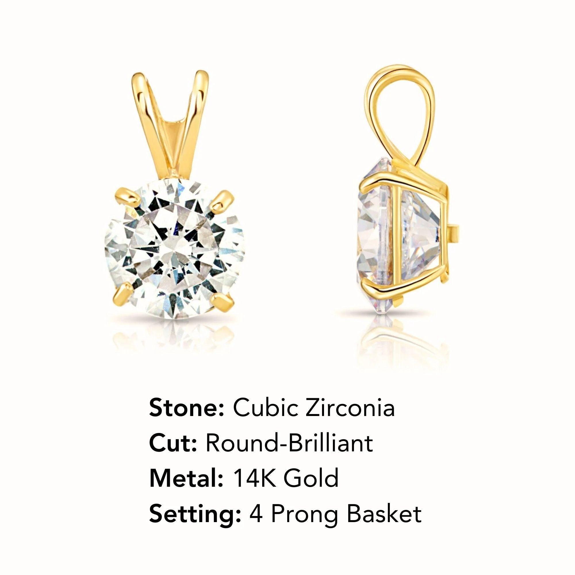 Timeless 14K Yellow Gold Classic Solitaire Pendant Necklace.