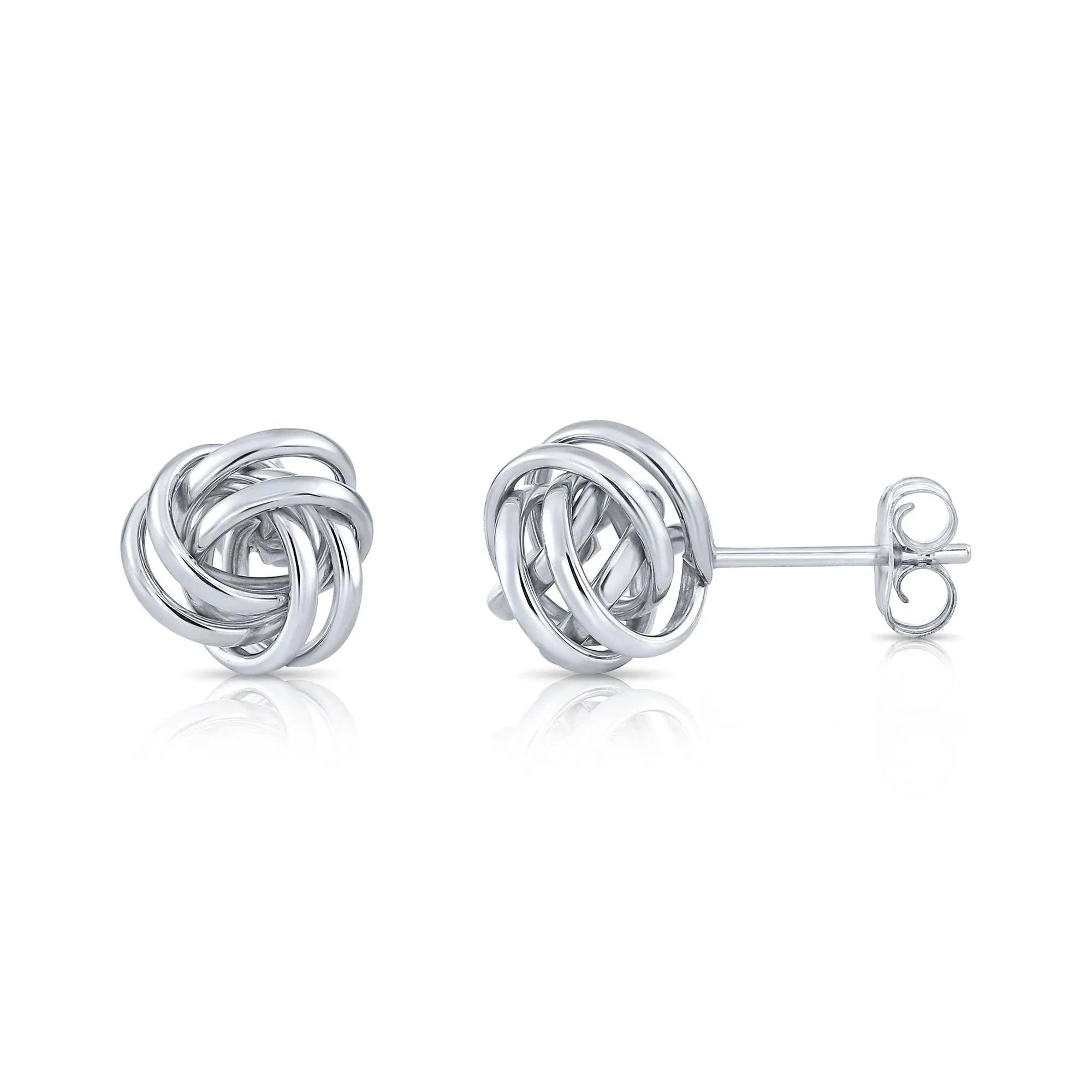 14K Gold Love Knot Push-Back Stud Earrings – 7mm, 9mm, 11mm for Friendship & Unity.