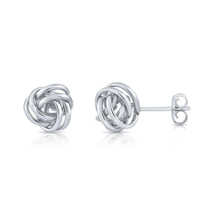 14K Gold Love Knot Push-Back Stud Earrings – 7mm, 9mm, 11mm for Friendship & Unity.
