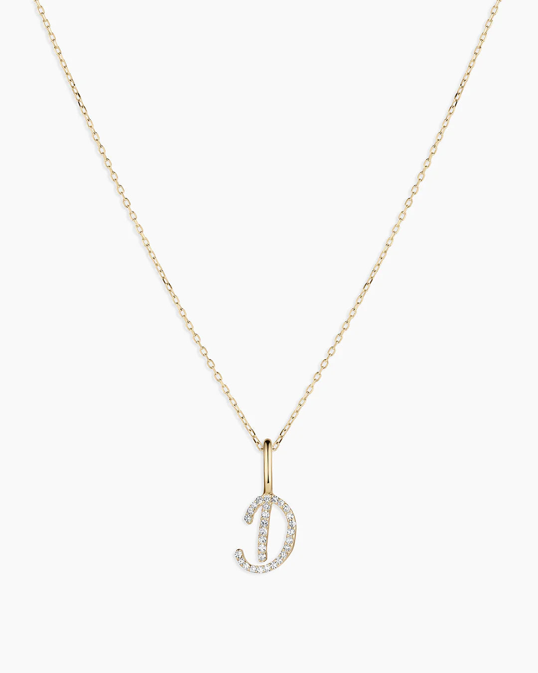 Diamond Script Alphabet Charm Necklace