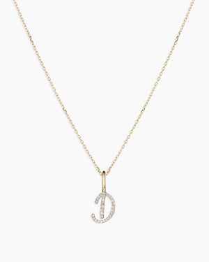 Diamond Script Alphabet Charm Necklace