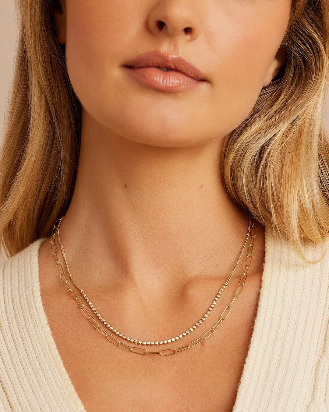 Classic Diamond Row Necklace NikNenz™ Premium Gold & Diamonds