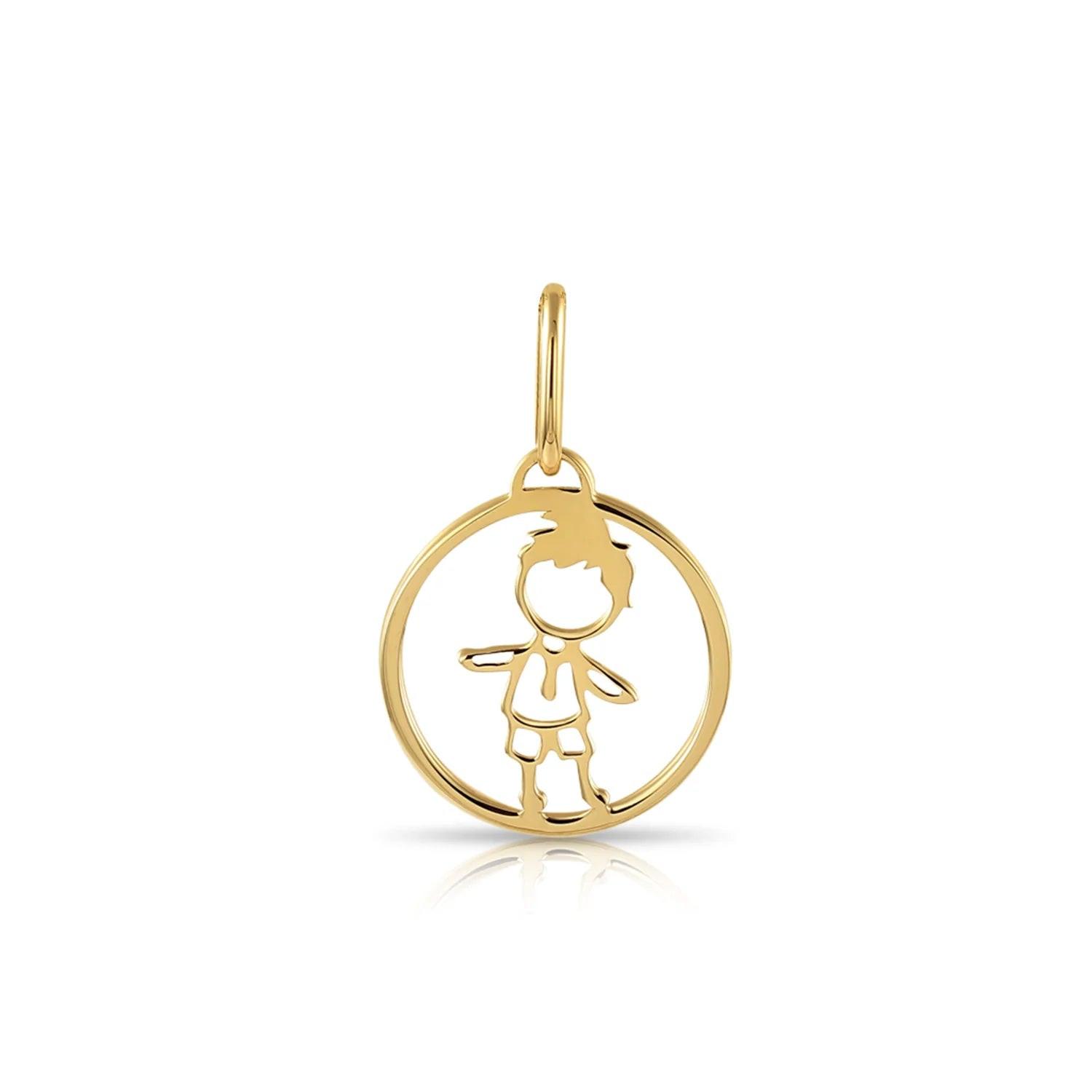 Enchanting 14K Yellow Gold Little Boy Pendant Necklace with 18" Elegant Chain.