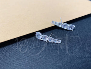 Diamond Ear Crawler,Stud Earrings,Dainty CZ Ear Climber Earrings,Cluster Stud Earring Women,Sterling Silver Bridesmaid Gifts for Her