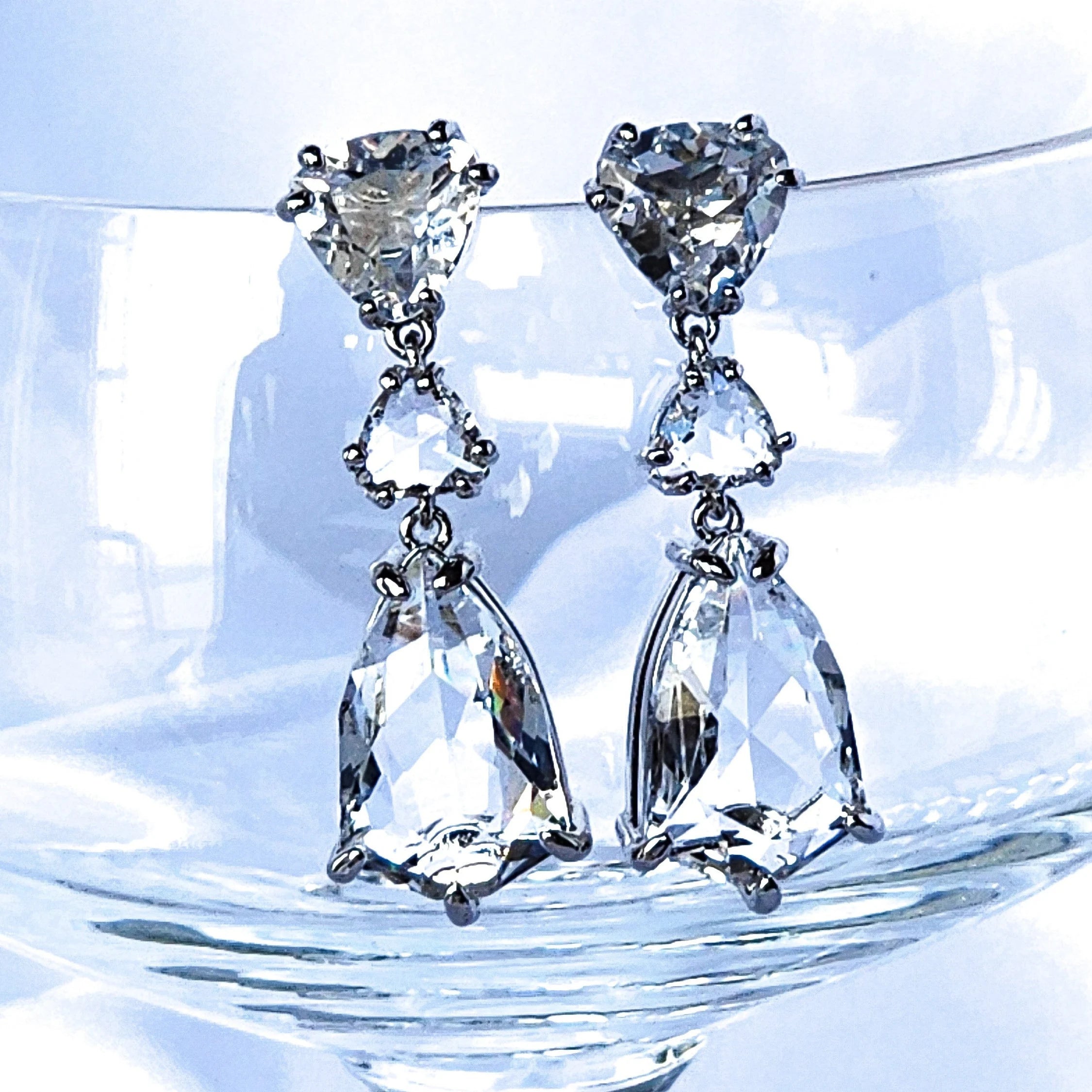 Regal Diamond Wedding Drop Earrings. Swarovski-Like Earrings for Women.