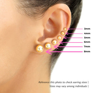 14K Yellow Gold Ball Stud Earrings, Silicone Covered Gold Push Backings (Unisex)