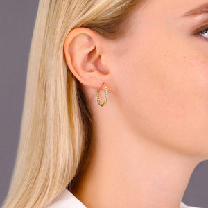 14K Yellow Gold Hoops with Spiral Diamond Cuts, the Twist Collection, 18Mm, 20Mm, 25Mm, 30Mm, Gifts for Her, Made by TILO Jewelry