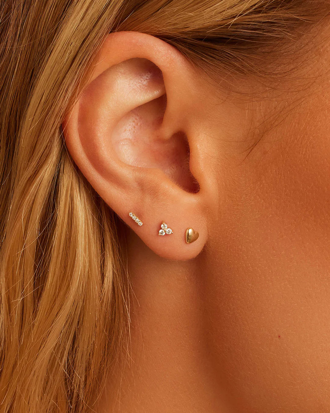 14K Diamond Bali Flat Back Single Stud