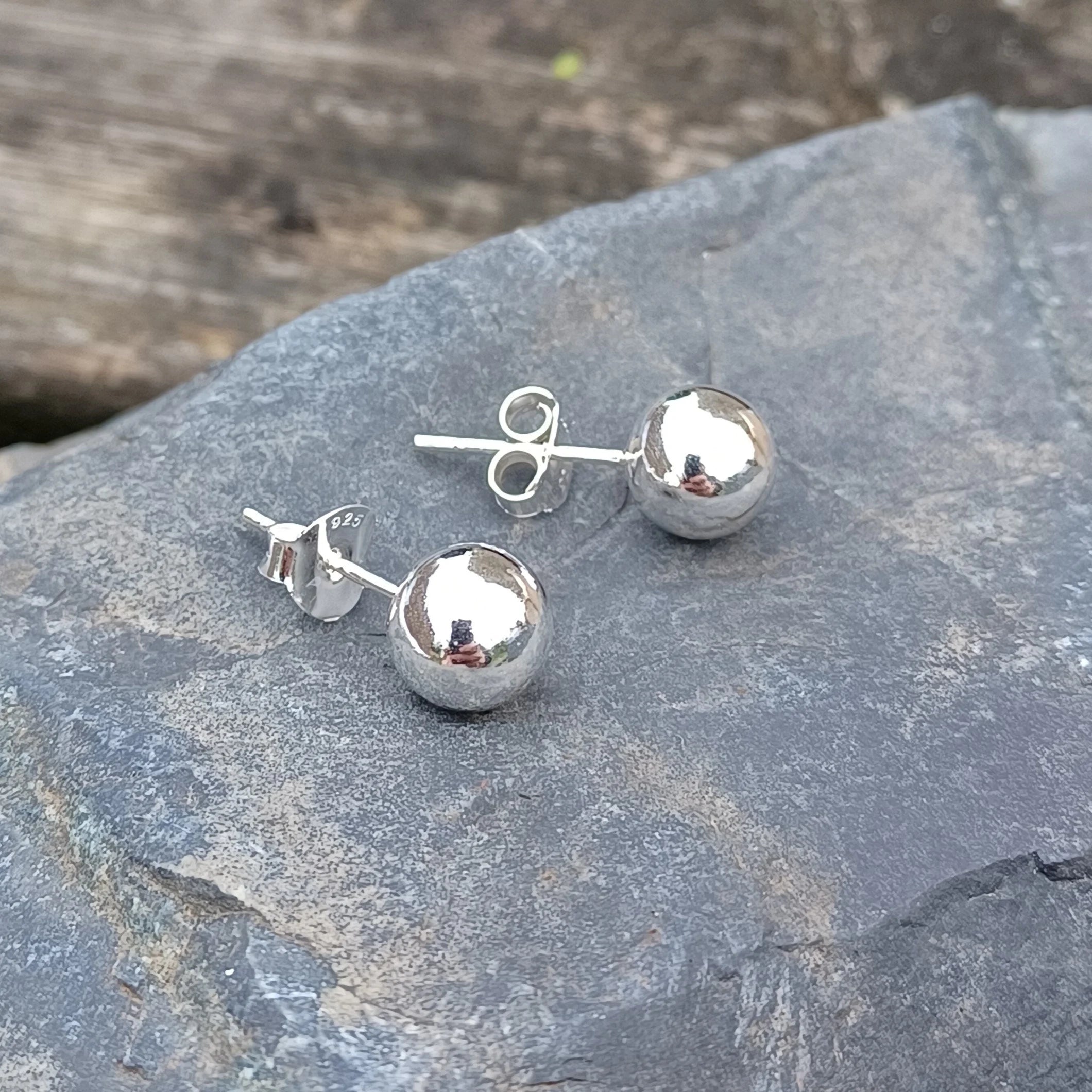 Sterling Silver 8Mm Ball Stud Earrings