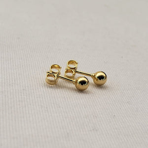 Handmade 18K Gold Plated Ball Stud Earrings, Hypoallergenic 4Mm