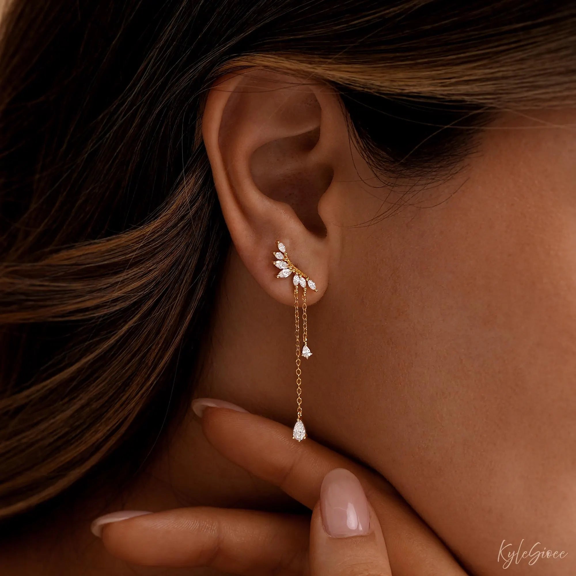 Dainty Diamond Dangle Drop Earrings, CZ Diamond Tassel Earrings, Sterling Silver Earrings, Wedding Jewelry, Bridesmaid Gifts,Christmas Gifts