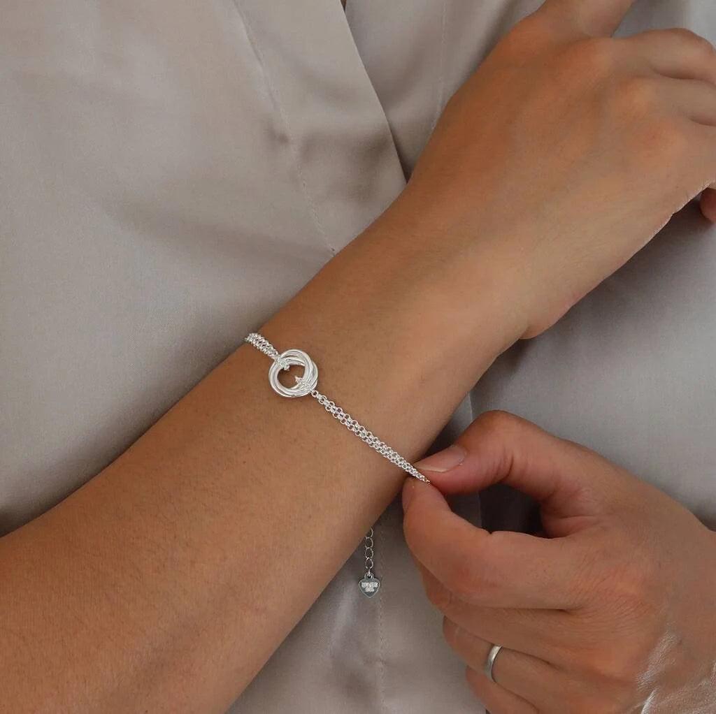 Elegant 50th Birthday Sterling Silver Bracelet - Five Circle Milestone Gift for Her.