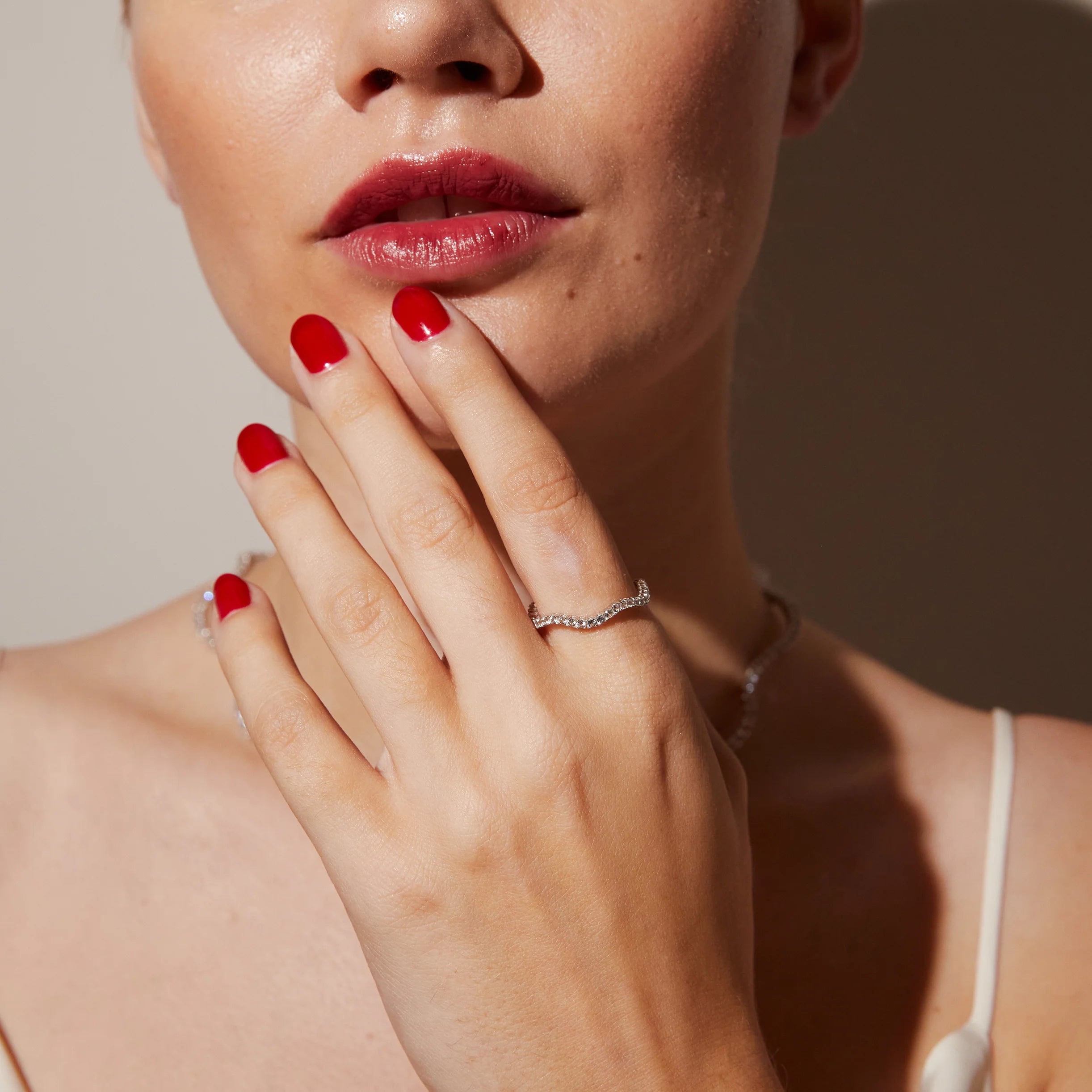 Lab Grown White Sapphire Wave Ring NikNenz™ Premium Gold & Diamonds