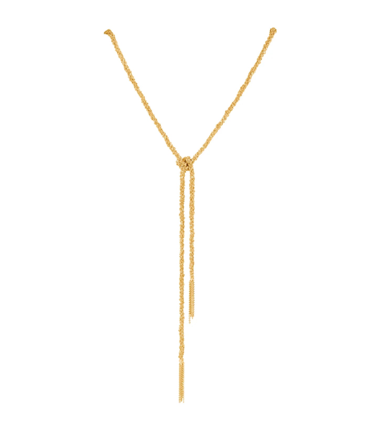 GOLD WOVEN THREAD LARIAT KNOT NECKLACE