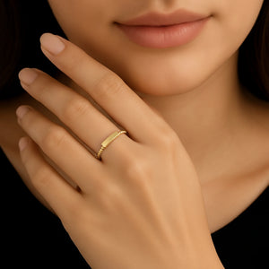 14K Yellow Gold Dainty Bar Ring