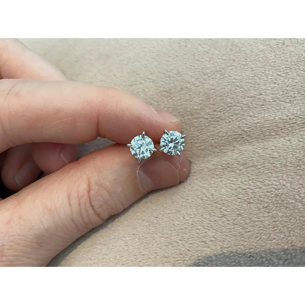 2.0 Carat Lab Created Diamond Stud Earrings: Sterling Silver Platinum Overlay