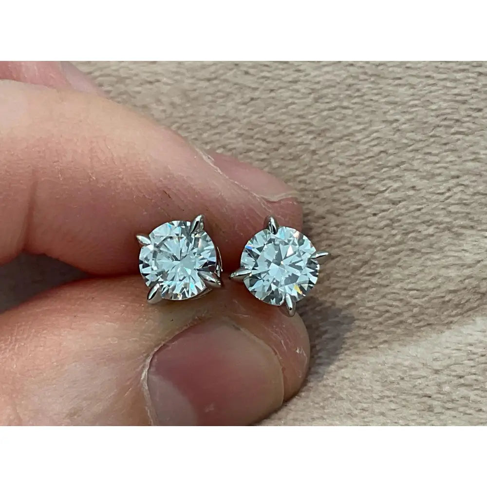2.0 Carat Lab Created Diamond Stud Earrings: Sterling Silver Platinum Overlay