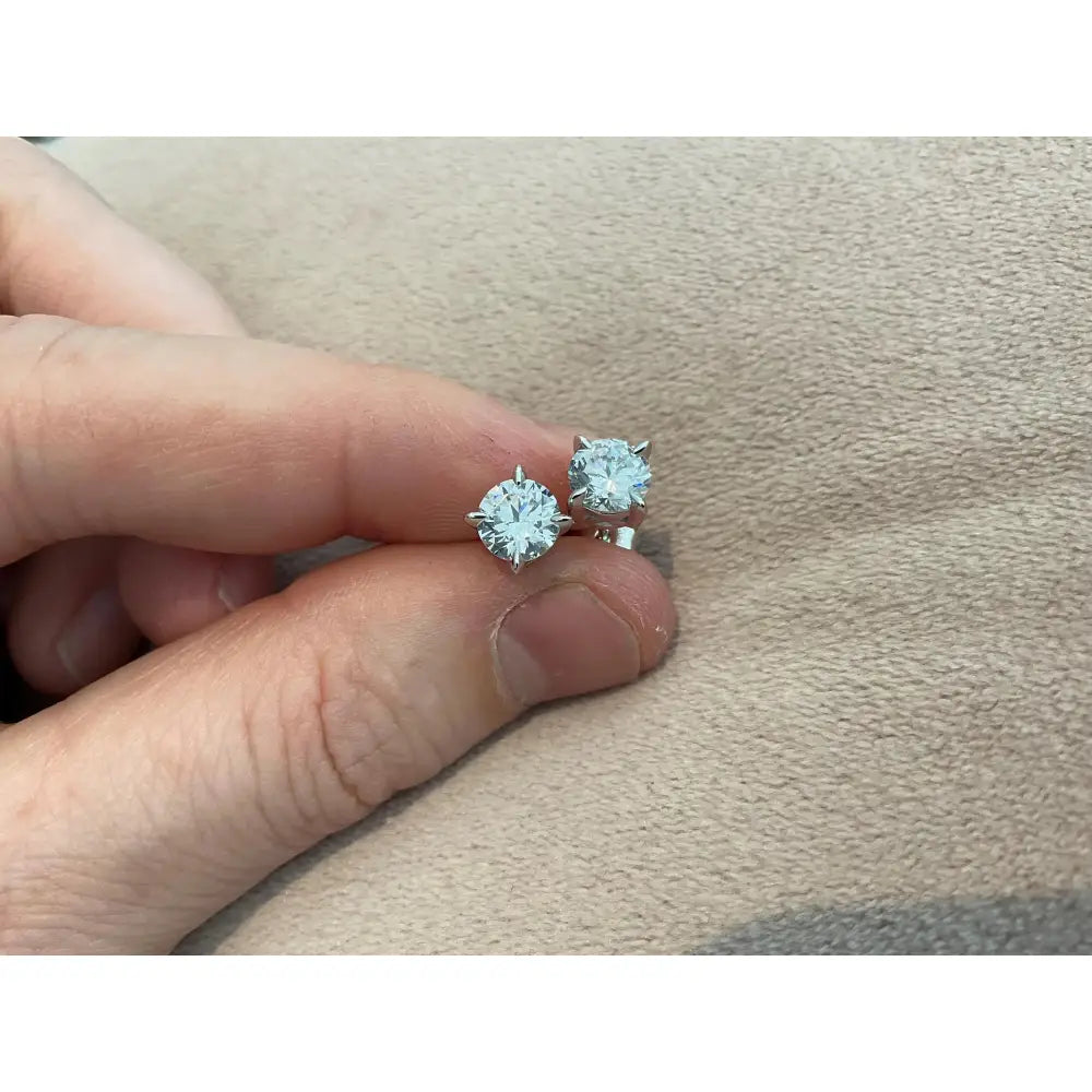 2.0 Carat Lab Created Diamond Stud Earrings: Sterling Silver Platinum Overlay