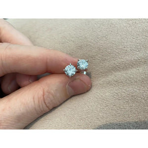 2.0 Carat Lab Created Diamond Stud Earrings: Sterling Silver Platinum Overlay