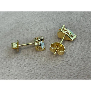 2.0 Carat Pear Cut Lab Diamond Earrings: Gold Plated Sterling Silver