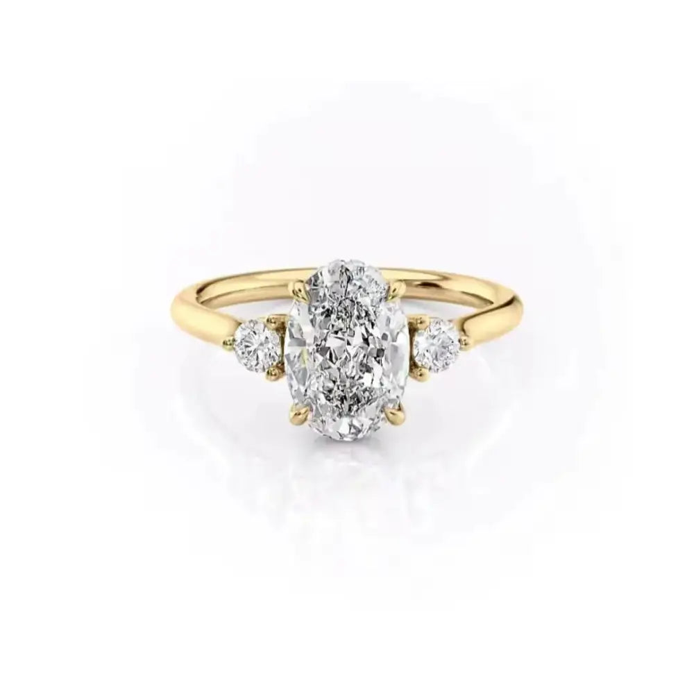 2.0 CT Oval Three Stone Moissanite Engagement Ring 14K Yellow Gold Anniversary Ring Wedding Ring Promise Ring Anniversary Gift
