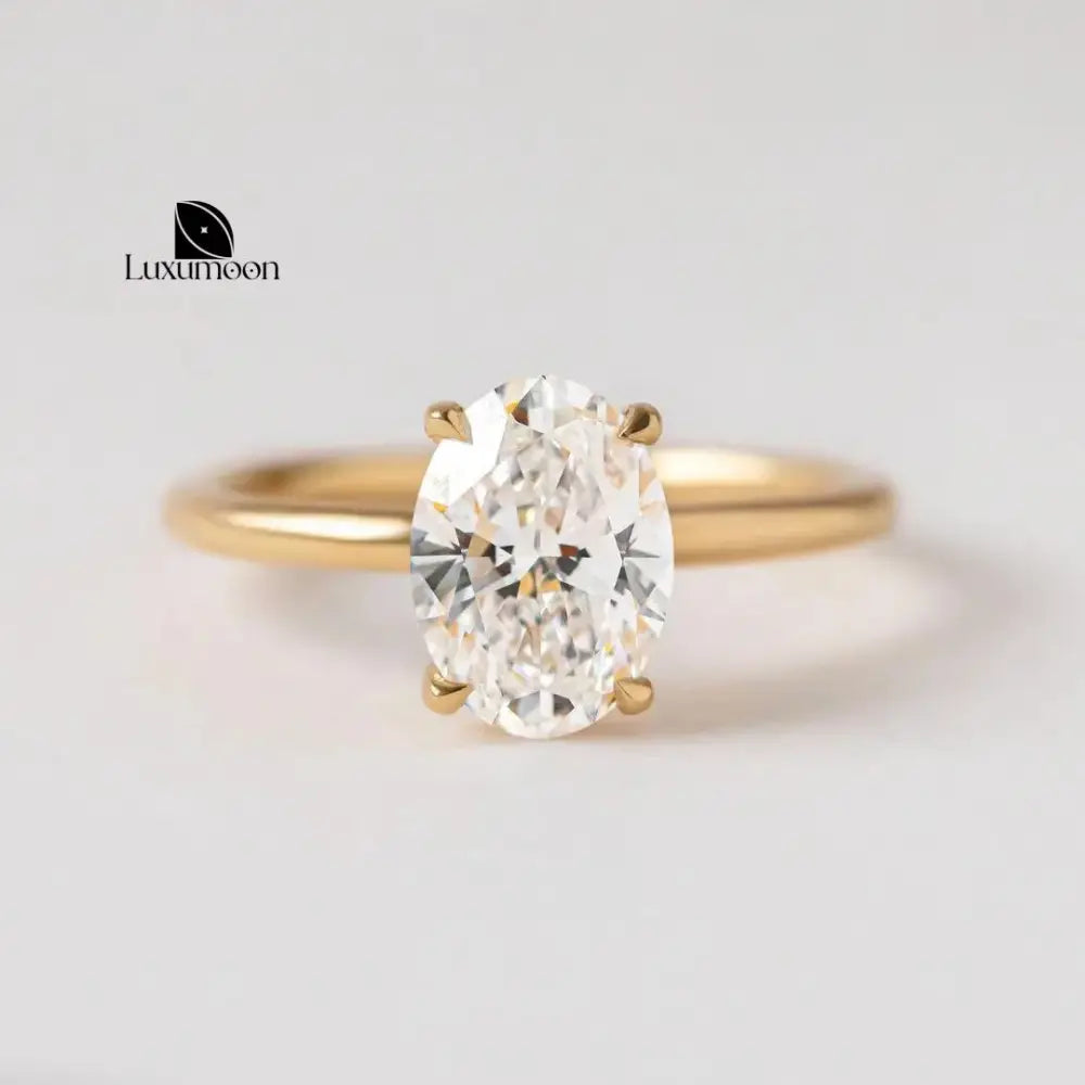 2 Carat Oval Lab Grown Diamond Engagement Ring, 14K Yellow Gold