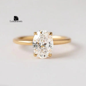 2 Carat Oval Lab Grown Diamond Engagement Ring, 14K Yellow Gold