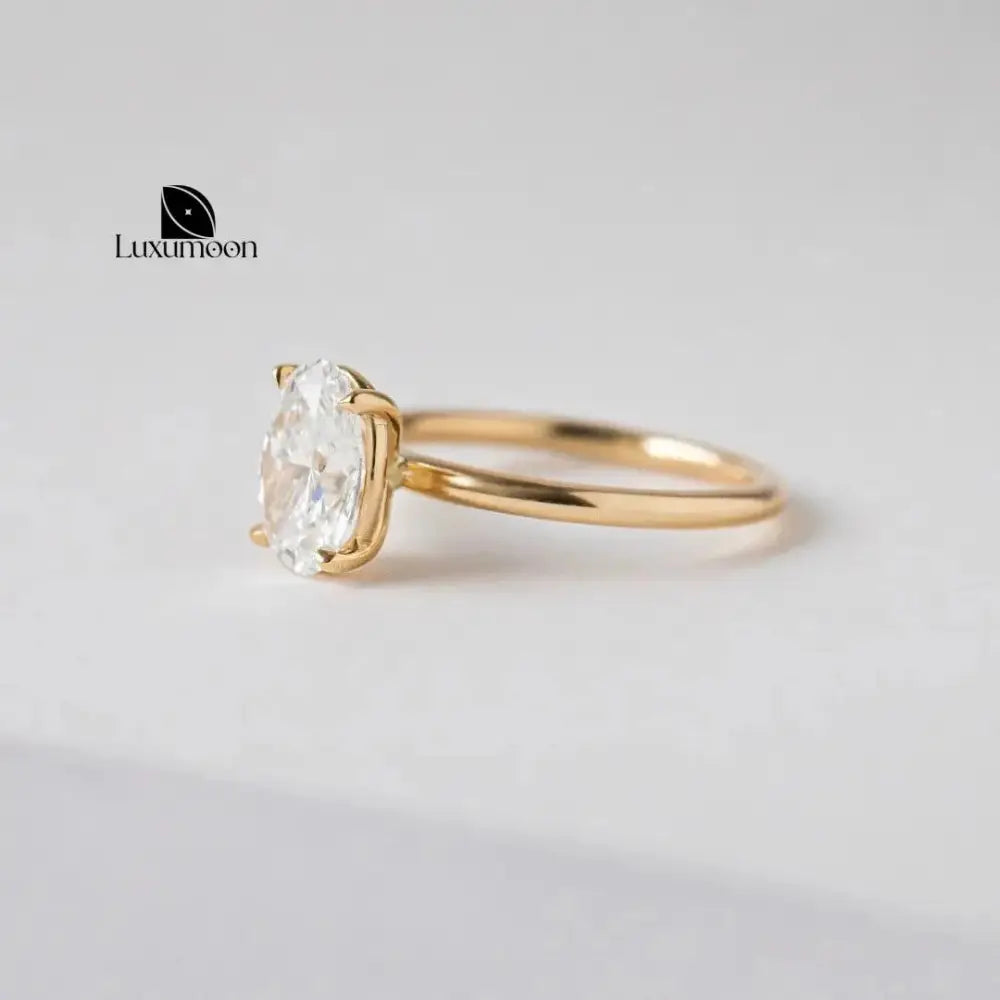 2 Carat Oval Lab Grown Diamond Engagement Ring, 14K Yellow Gold