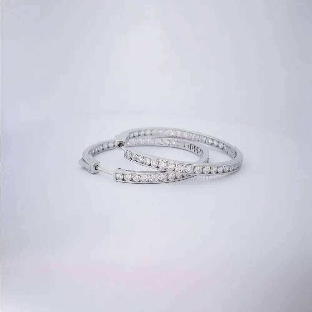 2 Ct Diamond Hoop Earrings, Women'S Earrings, Everyday Earrings, Huggies with round Diamonds, Hoop Earrings with Safety Lock