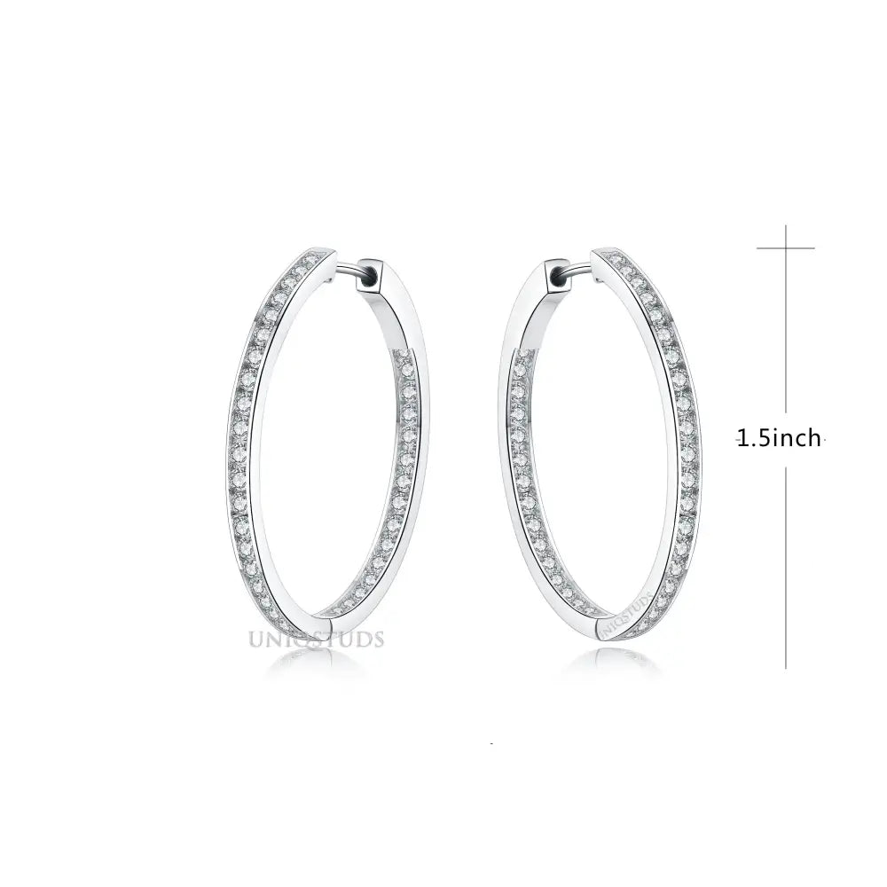 2 Ct Diamond Hoop Earrings, Women'S Earrings, Everyday Earrings, Huggies with round Diamonds, Hoop Earrings with Safety Lock