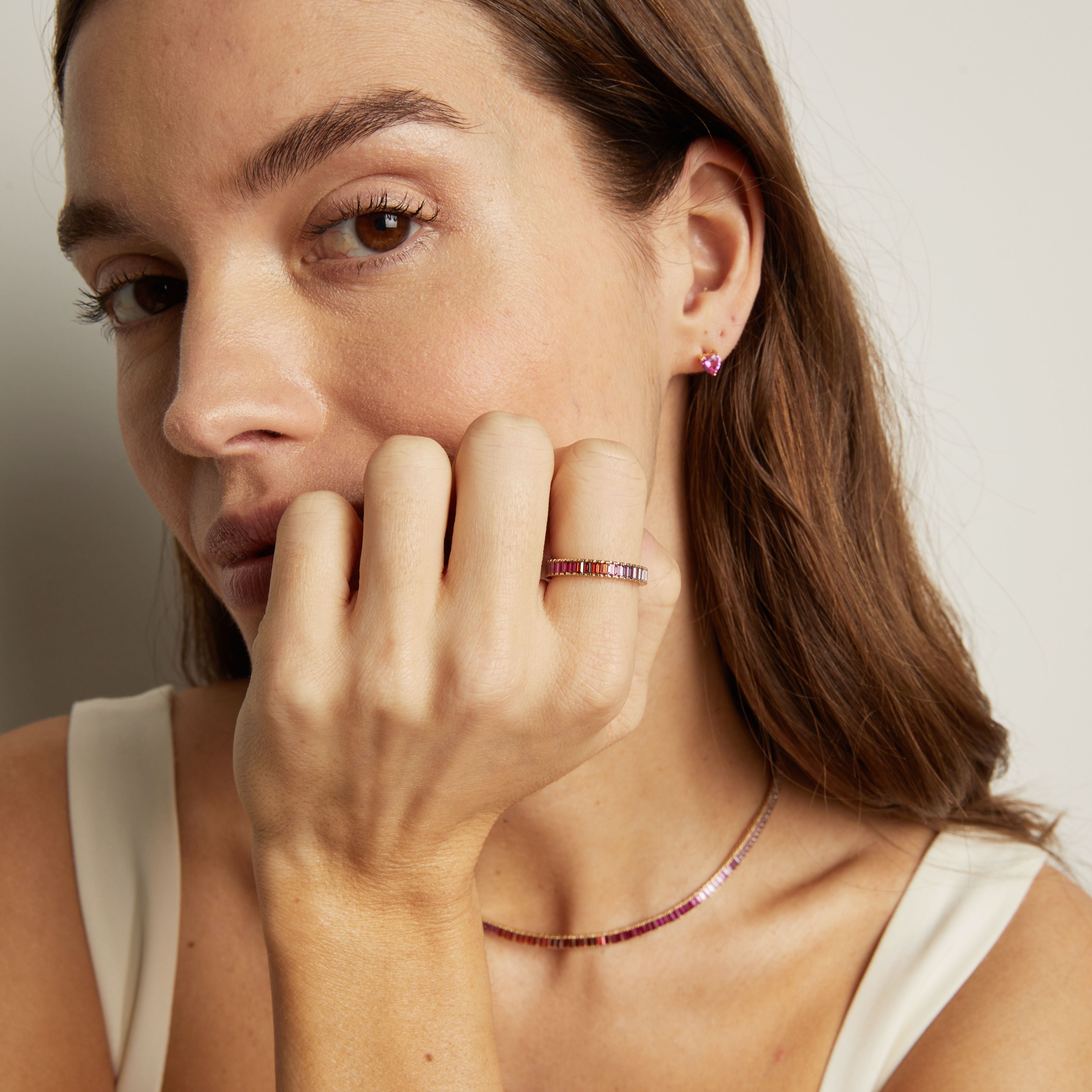 Pink Ombré Baguette Eternity Ring NikNenz™ Premium Gold & Diamonds