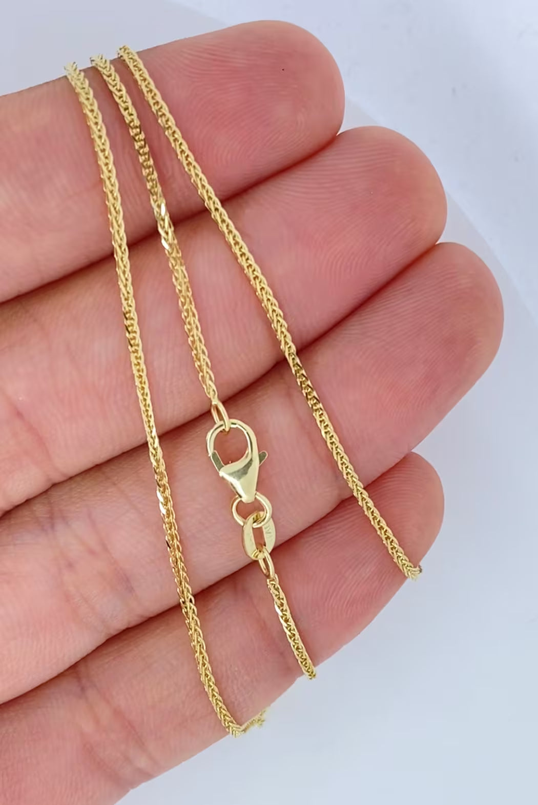 Solid 14K Gold Wheat Diamond Cut Sparkle Chain, 14Kt ITALIAN Highest Quality, Made in ITALY, Solid 14K Gold Wheat Chain, Ladies 14K Gold