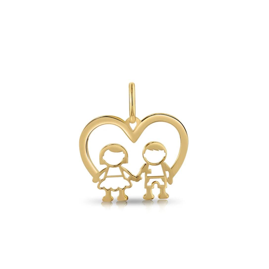 Stunning 14K Yellow Gold Heart Pendant Necklace for Boys & Girls.