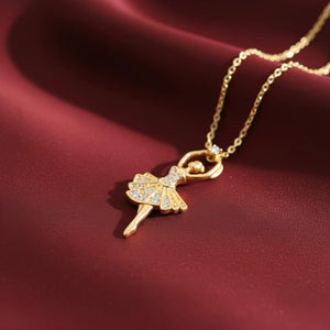 Exquisite 14K Yellow Gold Ballerina Pendant Necklace - A Dream Gift for Dance Enthusiasts!.